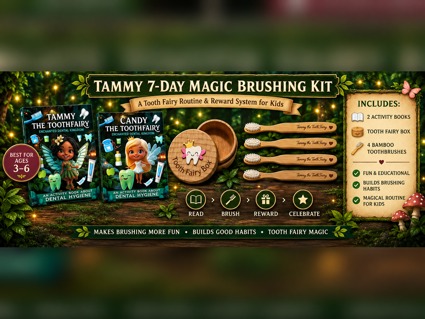 Tammy 7-Day Magic Brushing Kit for Kids – Tooth Fairy Routine & Reward System